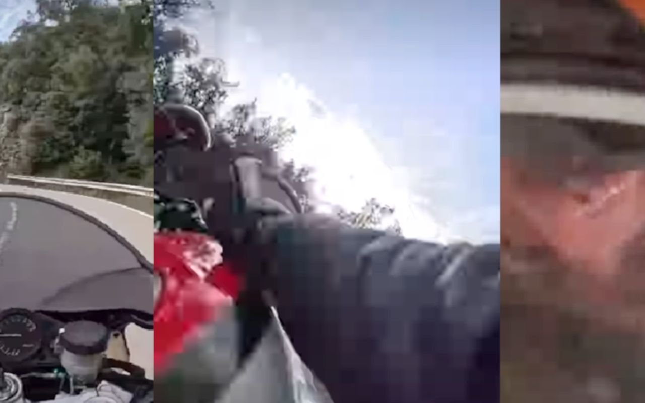Une pierre invisible en virage détruit une Yamaha TZR1000 en état impeccable le pilote survit, la moto est déclarée hors d'usage et la vidéo virale divise les motards du monde entier